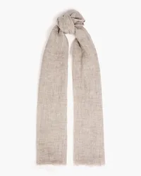 Brunello Cucinelli Frayed metallic linen-blend gauze scarf - Neutral Neutral