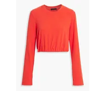 Cropped Supima cotton-blend jersey top - Orange