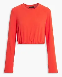 The Range Cropped Supima cotton-blend jersey top - Orange Orange