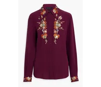Embroidered silk-crepe shirt - Purple