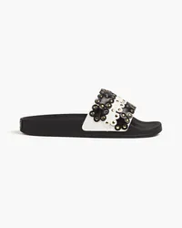 RED Valentino Flower Puzzle laser-cut studded leather slides - Black Black