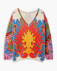 Etro Printed silk and linen-blend sweater - Red Red