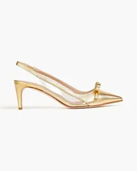 RED Valentino Buckled leather slingback pumps - Metallic Metallic