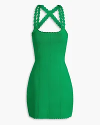 Victoria Beckham Scalloped ponte mini dress - Green Green