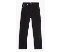 Cropped high-rise straight-leg jeans - Black