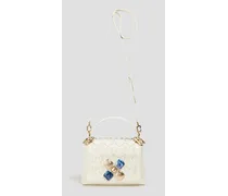 1928 embellished woven leather tote - White