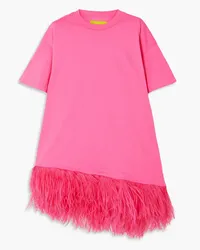 Marques ' Almeida Oversized feather-trimmed organic cotton-jersey T-shirt - Pink Pink