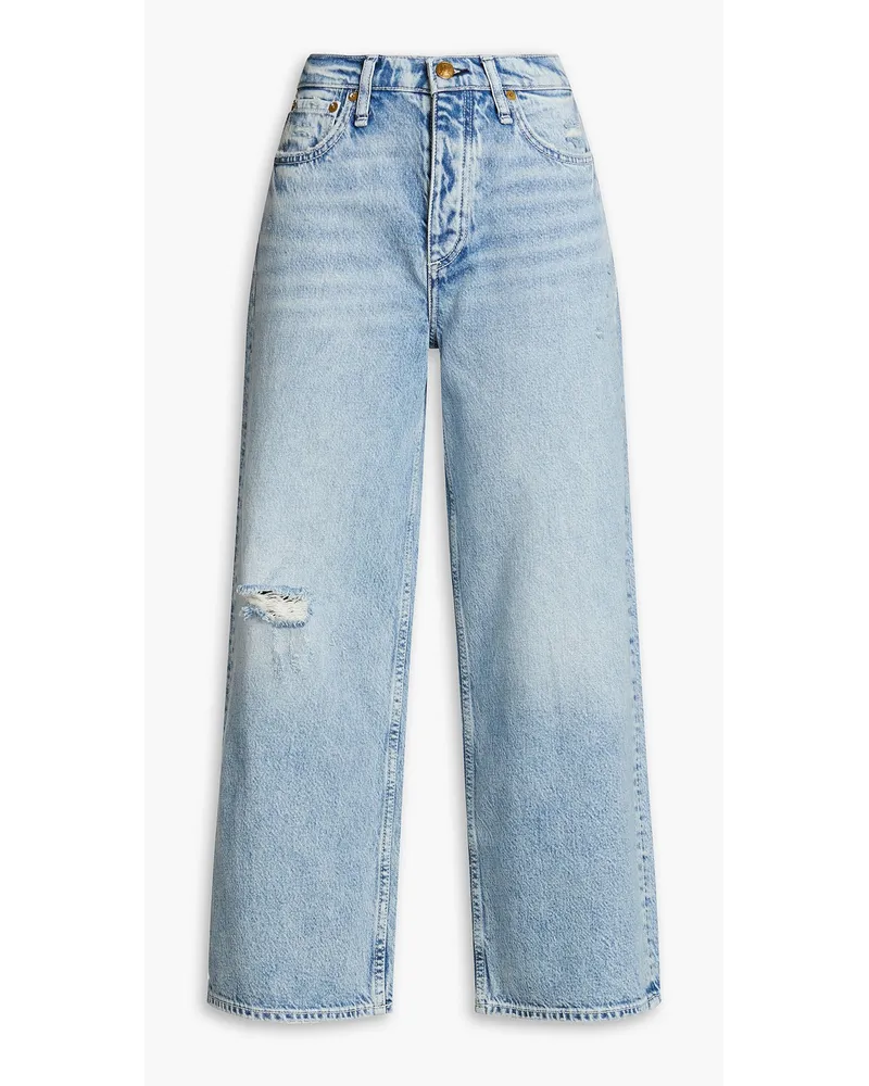 Rag & Bone Malvern cropped distressed high-rise wide-leg jeans - Blue Blue