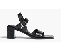 Tara croc-effect leather sandals - Black