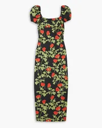 BERNADETTE Rupert floral-print cotton-blend midi dress - Black Black