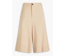 Bead-embellished stretch-cotton jersey culottes - Brown