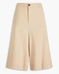 Brunello Cucinelli Bead-embellished stretch-cotton jersey culottes - Brown Brown