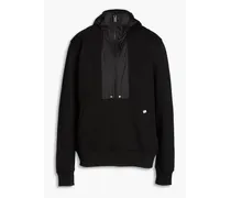 Appliquéd shell-paneled cotton-fleece hoodie - Black