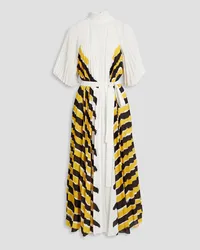 Proenza Schouler Striped plissé-crepe turtleneck maxi dress - Yellow Yellow