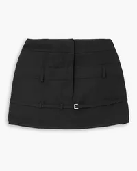 Jacquemus Caraco buckled layered grain de poudre wool mini skirt - Black Black