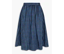 Gathered gingham cotton skirt - Blue