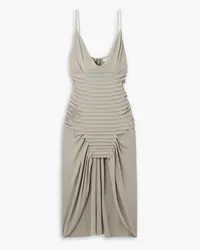 Dion Lee Ventral asymmetric pintucked draped jersey dress - Gray Gray