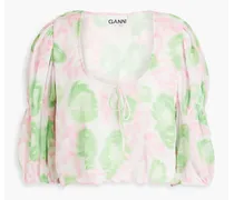 Cropped printed georgette blouse - Pink