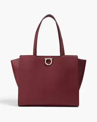 Ferragamo Gemini pebbled-leather tote - Burgundy Burgundy