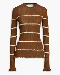 3.1 phillip lim Striped ribbed cotton-blend sweater - Brown Brown