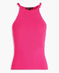 Maje Chain-embellished ribbed-knit top - Pink Pink