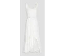 Tatyana ruffled broderie anglaise cotton-blend midi dress - White