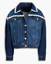 Maje Crochet-trimmed denim jacket - Blue Blue