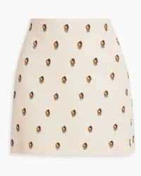 Valentino Garavani Embellished embroidered wool and silk-blend mini skirt - Neutral Neutral