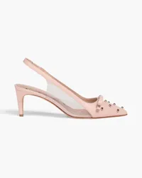 RED Valentino Bow-detailed leather and PVC slingback pumps - Pink Pink