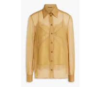 Washed silk-chiffon blouse - Yellow