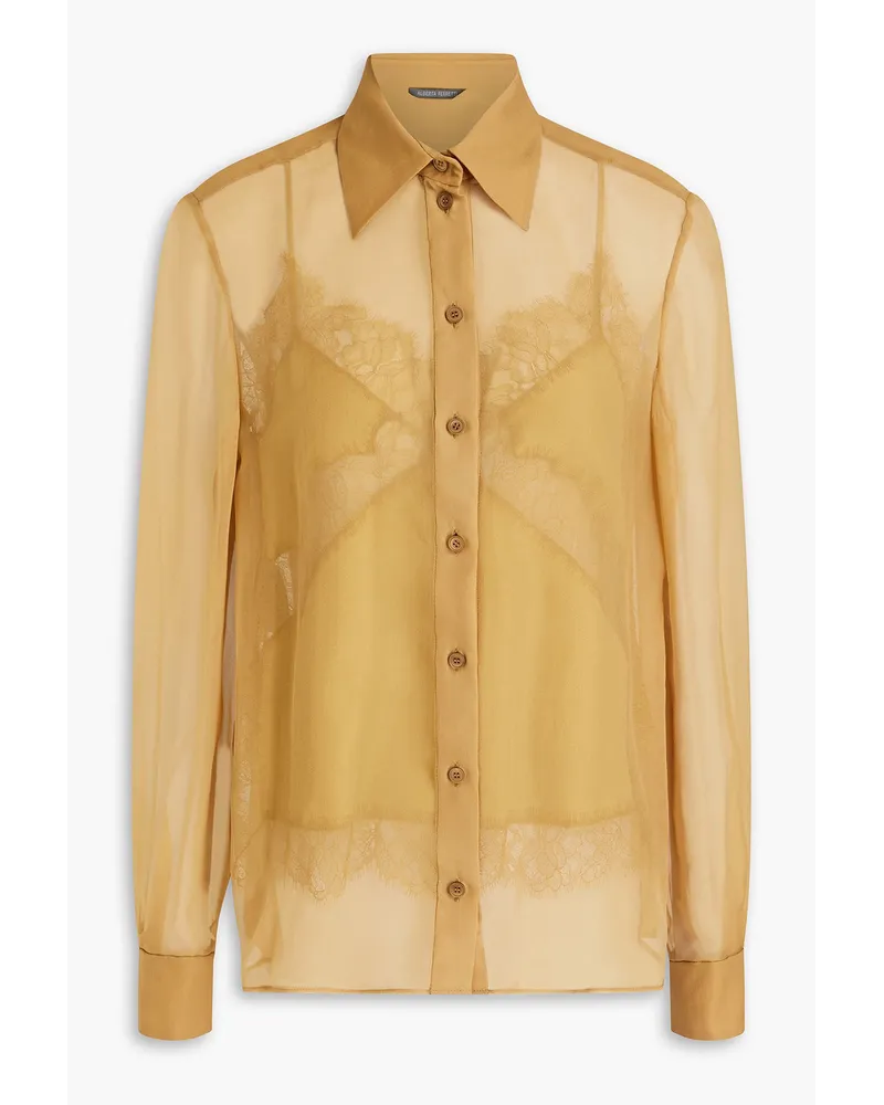 Alberta Ferretti Washed silk-chiffon blouse - Yellow Yellow