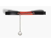 Chain-trimmed leather belt - Black