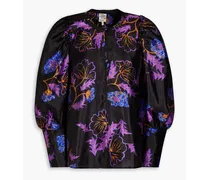 Mitzy printed satin-crepe blouse - Black