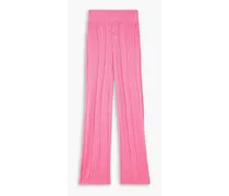 Savannah ribbed-knit straight-leg pants - Pink