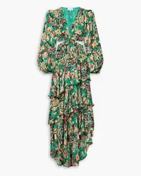 A.L.C. Bell cutout ruffled floral-print silk maxi dress - Green Green