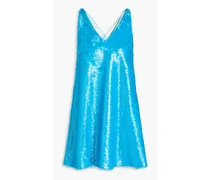 Sequined satin mini dress - Blue