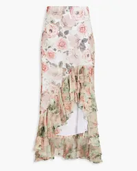 Alice + Olivia Alice Olivia - Asymmetric ruffled floral-print crepon skirt - Pink Pink