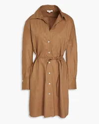 Vince Linen-blend mini shirt dress - Brown Brown