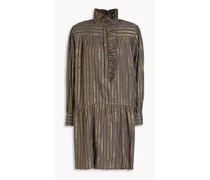 Eddy metallic striped twill mini shirt dress - Gray