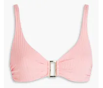 Bel Air embellished ribbed underwired bikini top - Pink