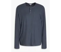 James Perse Slub cotton-jersey henley T-shirt - Blue Blue