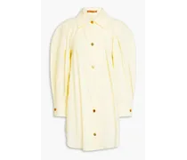 Pleated cotton-poplin mini shirt dress - Yellow