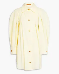 REJINA PYO Pleated cotton-poplin mini shirt dress - Yellow Yellow