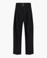 Jil Sander Belted pleated wool-twill pants - Black Black