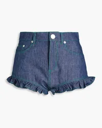 Vivetta Ruffled cotton-chambray shorts - Blue Blue