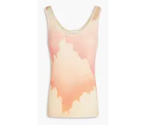 Printed ribbed cotton tank - Orange