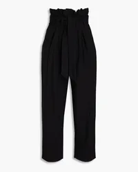 IRO Sandy cropped pleated twill tapered pants - Black Black