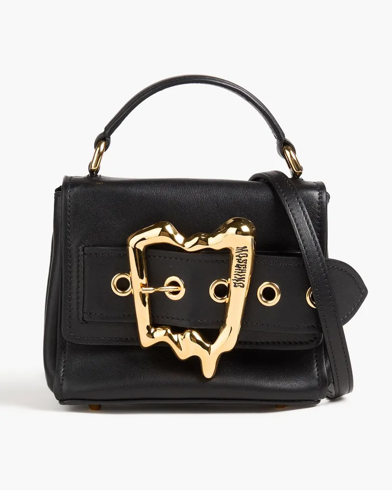 Moschino Buckle-embellished leather tote - Black Black
