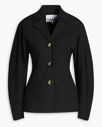 Ganni Pinstriped twill blazer - Black Black