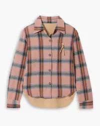 Fortela April suede-trimmed checked flannel shirt - Pink Pink